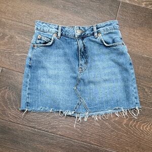 Topshop Distressed Blue Mini Skirt - Size 4